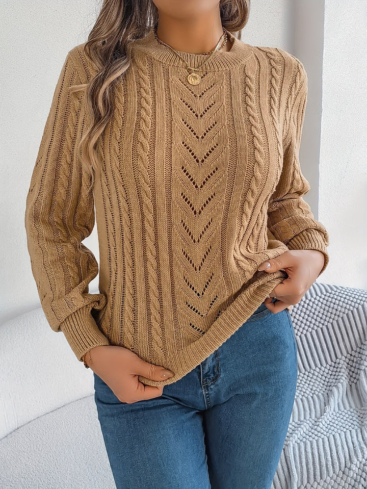 Women's Cable Knit Pointelle Sweater