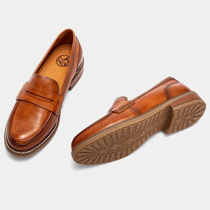 Women's Leather Penny Loafers with Orthopedic Insole
