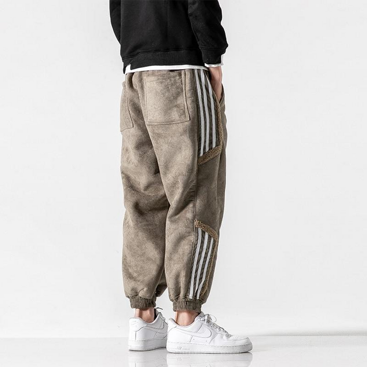 Men's Sherpa-Lined Jogger Pants with Side Stripes
