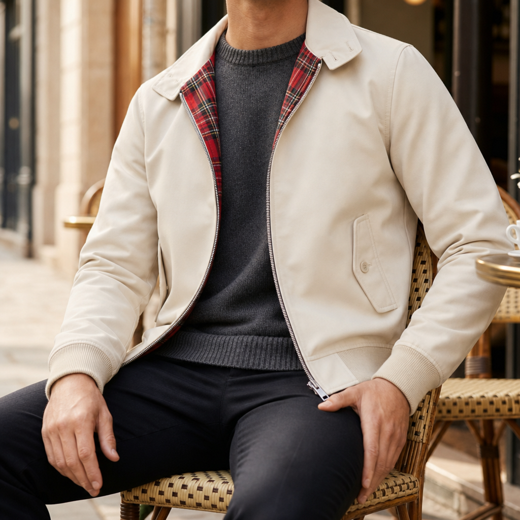 Men's Tartan Lined Harrington Jacket Classic Fit