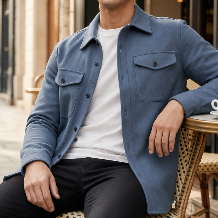 Men's Button-Up Shirt Jacket with Chest Pocket in Relaxed Fit