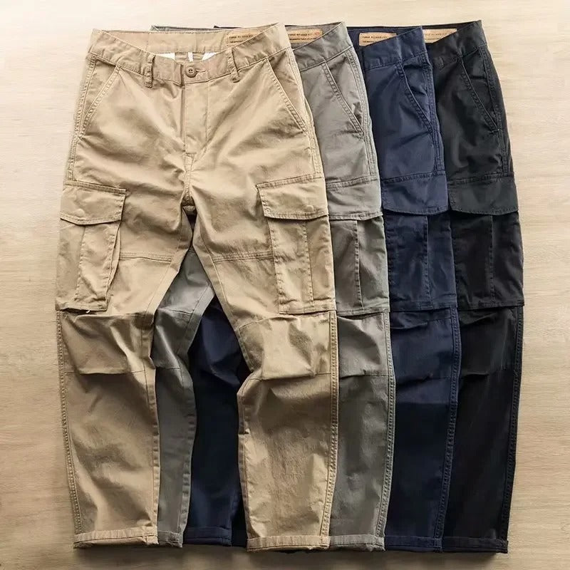 Men's Cotton Cargo Pants with Tapered Fit