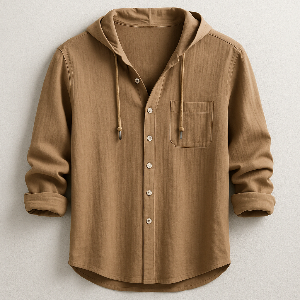Men's Hooded Button Up Shirt