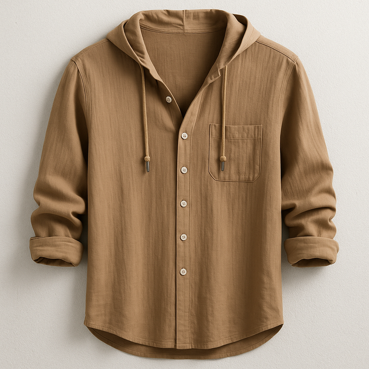Men's Hooded Button Up Shirt
