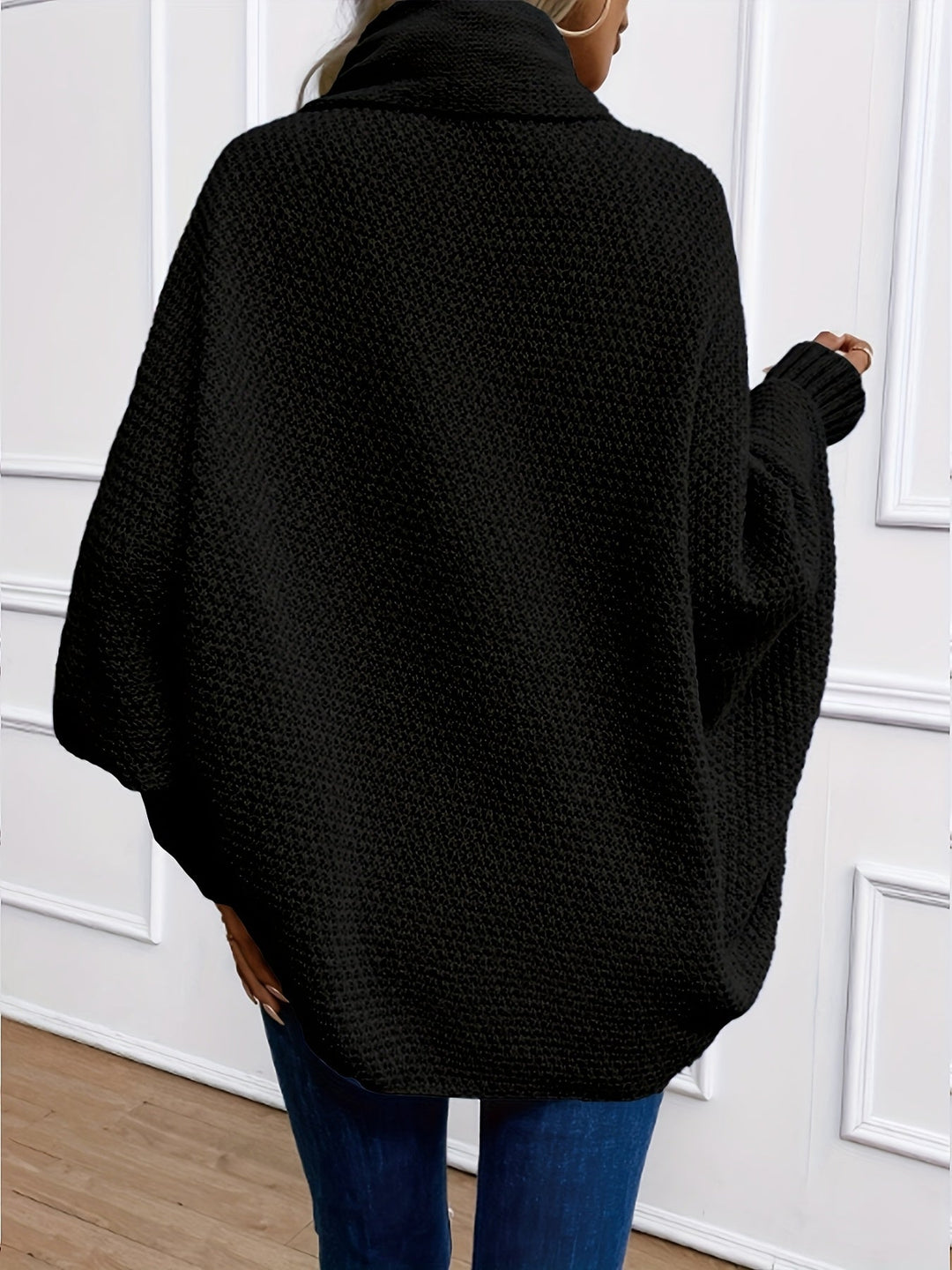Women's Waffle Knit Waterfall Cardigan with Dolman Sleeves