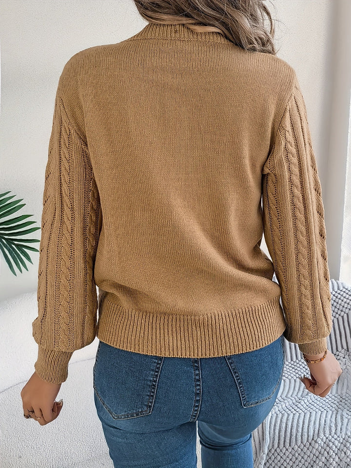 Women's Cable Knit Pointelle Sweater