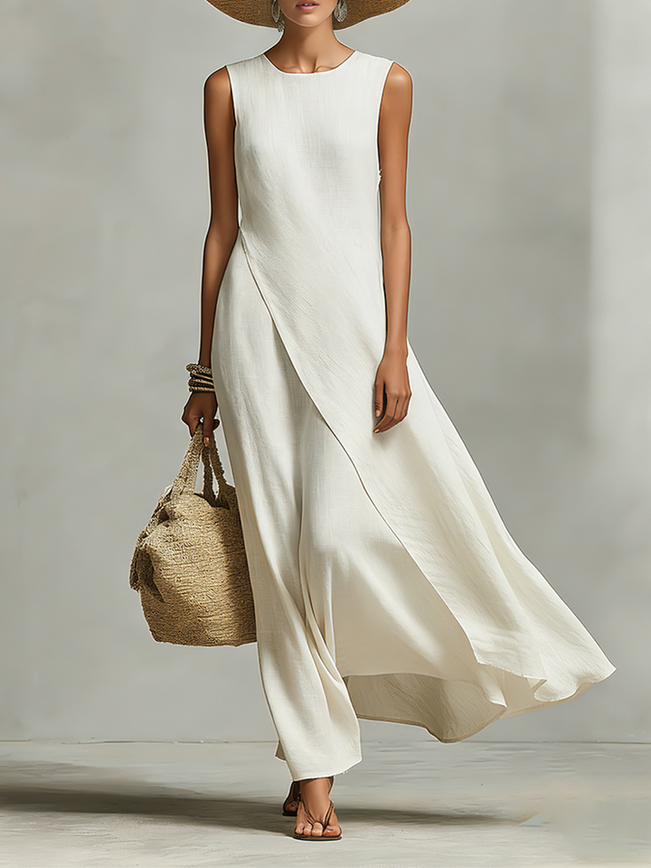 Flowy Sleeveless Linen Maxi Dress