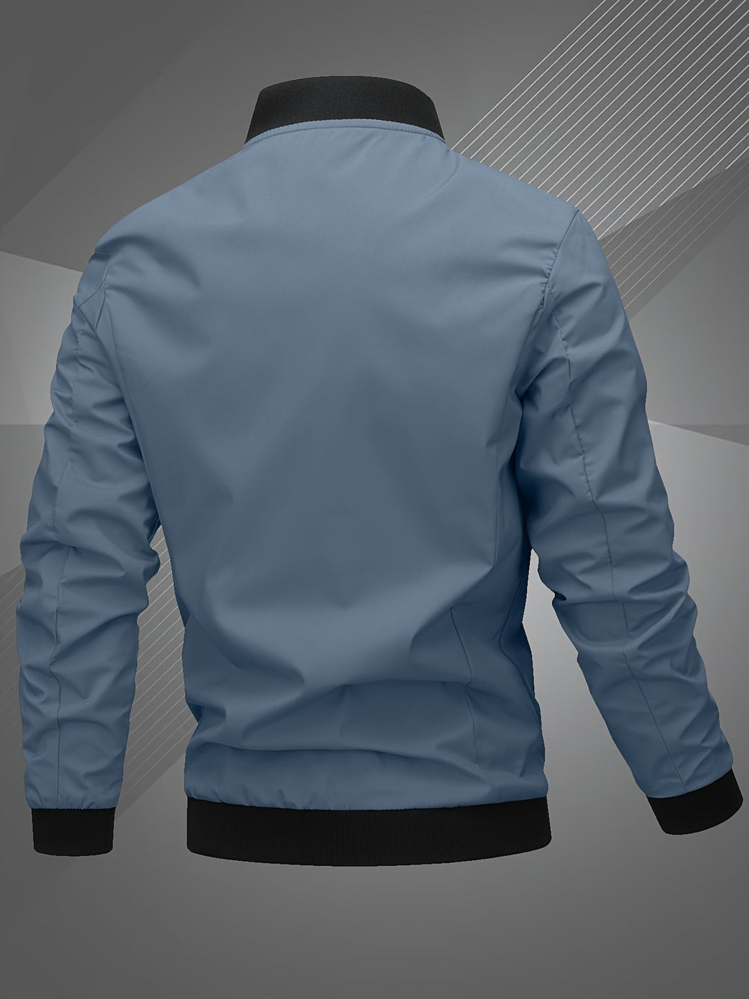 Men's Zip-Up Bomber Jacket with Ribbed Trim