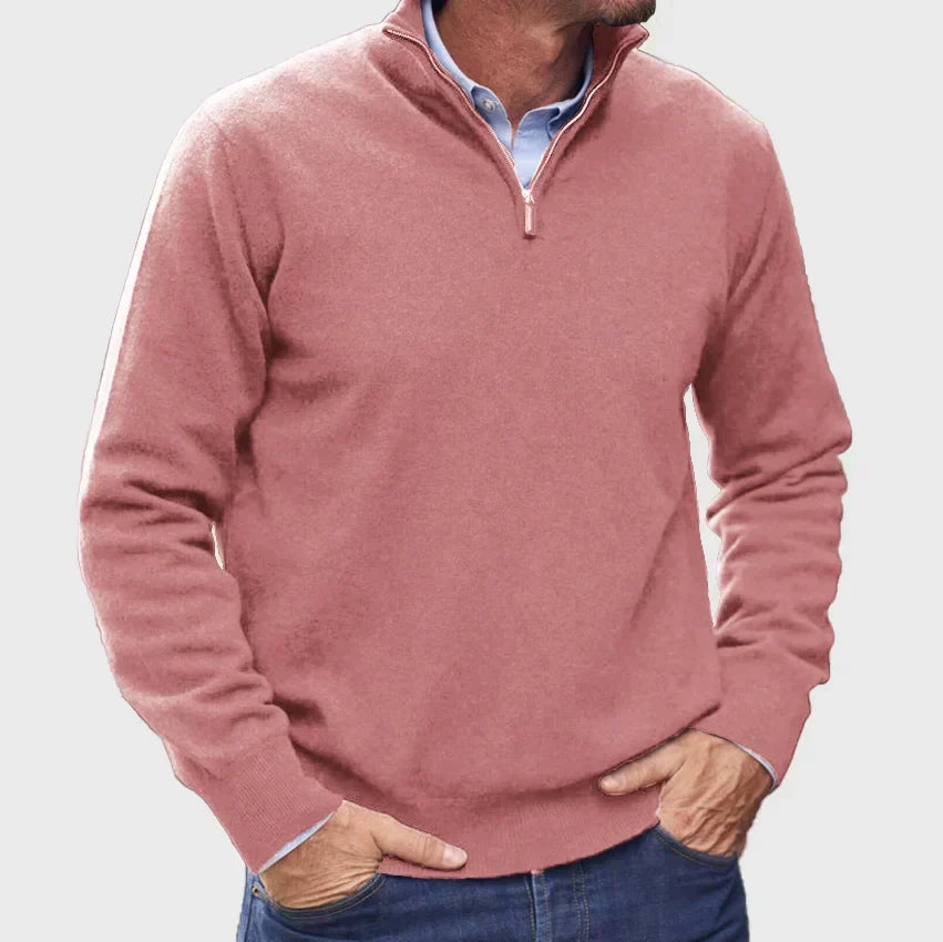 Men's Quarter Zip Mock Neck Sweater