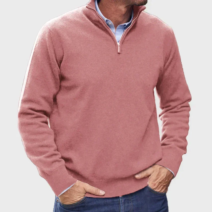 Men's Quarter Zip Mock Neck Sweater