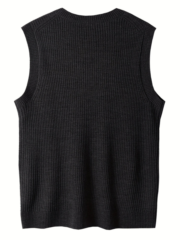 Men's Ribbed Knit V-Neck Sweater Vest