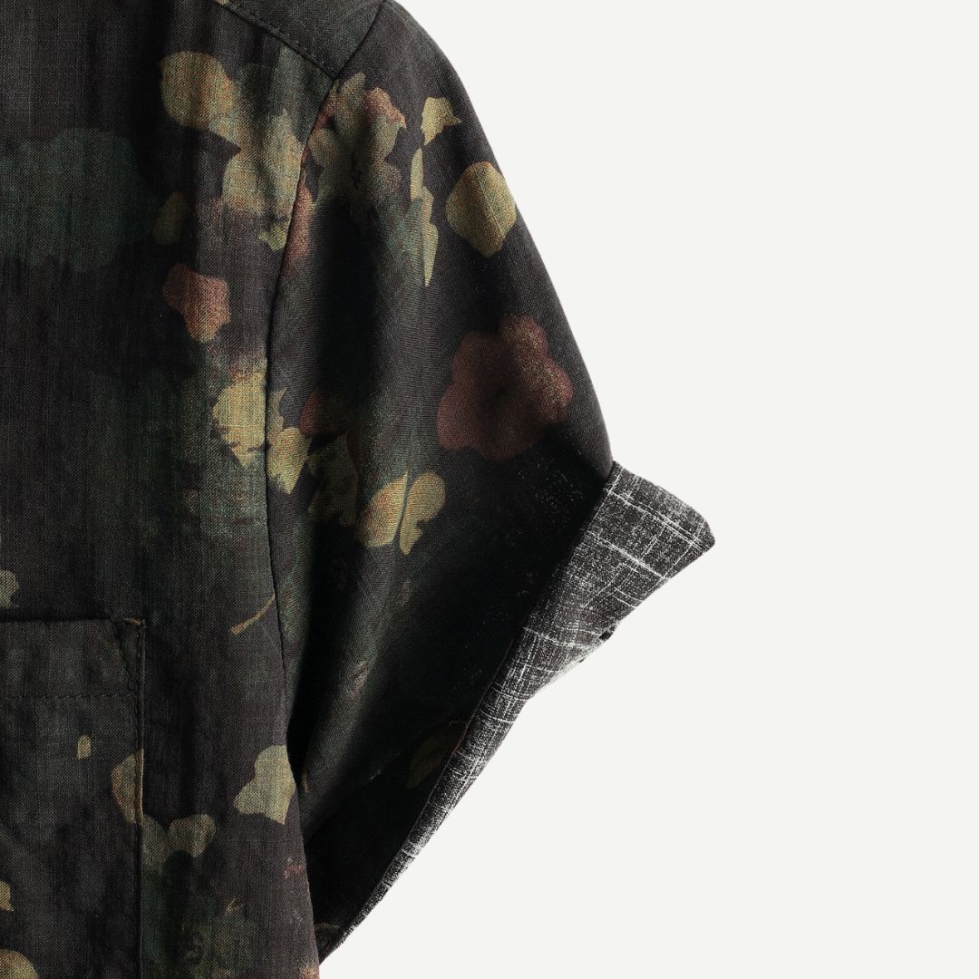 Men's Linen Floral Print Short Sleeve Shirt