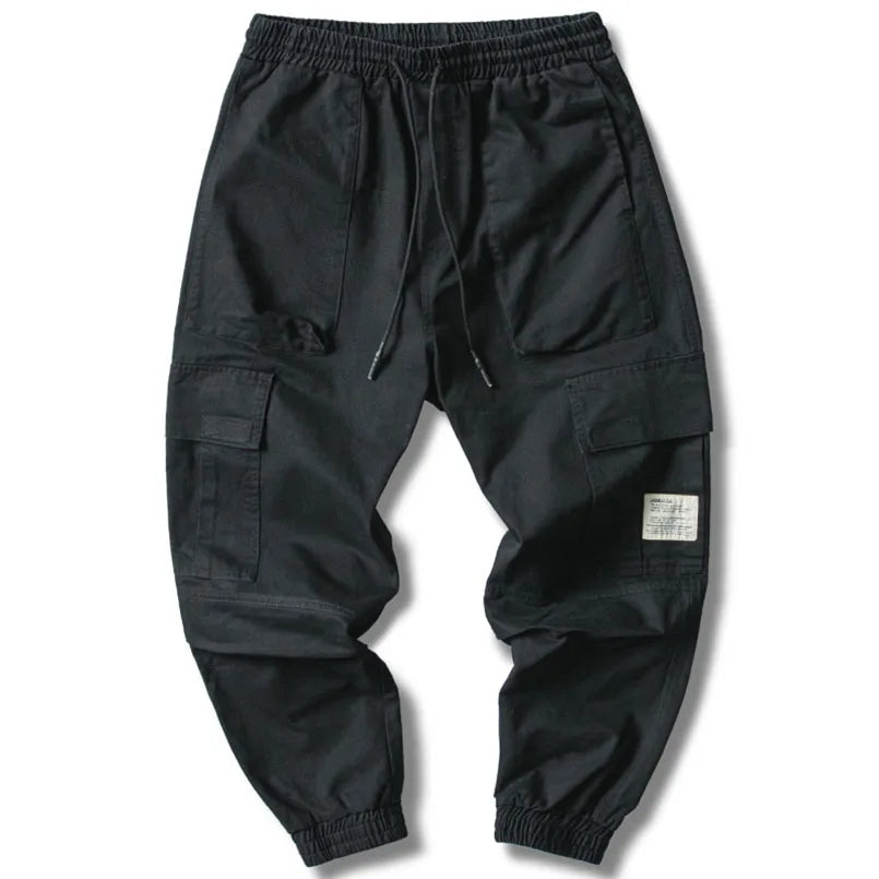 Men's Cotton Cargo Joggers with Elastic Cuffs