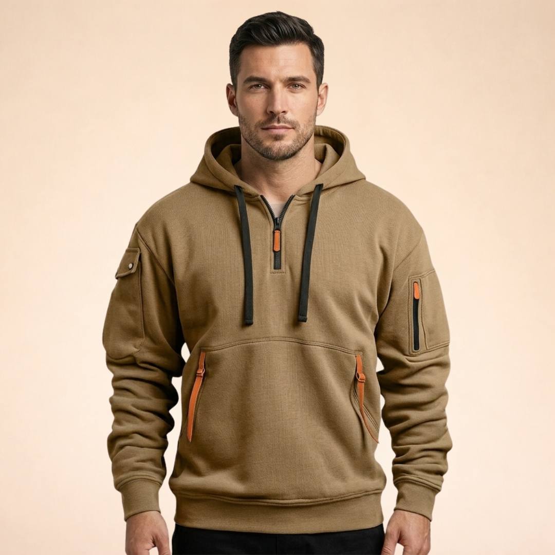 Men's Utility Quarter-Zip Hoodie with Zip Pockets