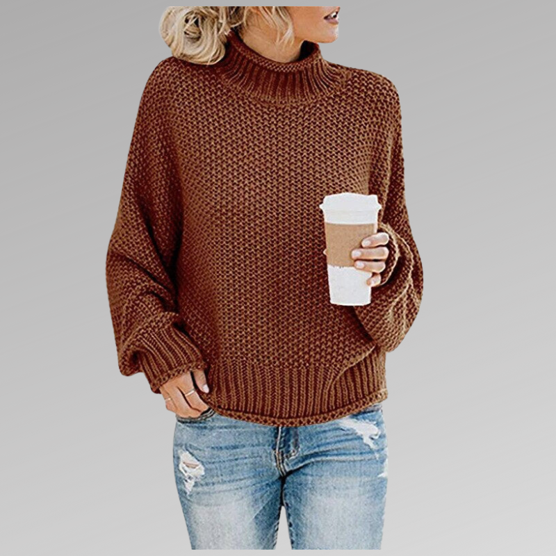 Women's Chunky Knit Oversized Turtleneck Sweater
