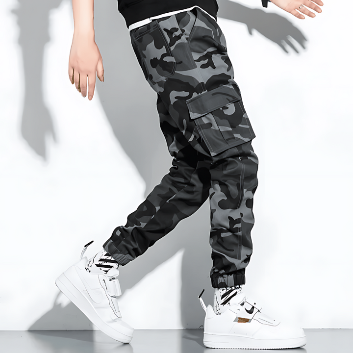 Men's Camo Cargo Jogger Pants with Cuffed Ankle