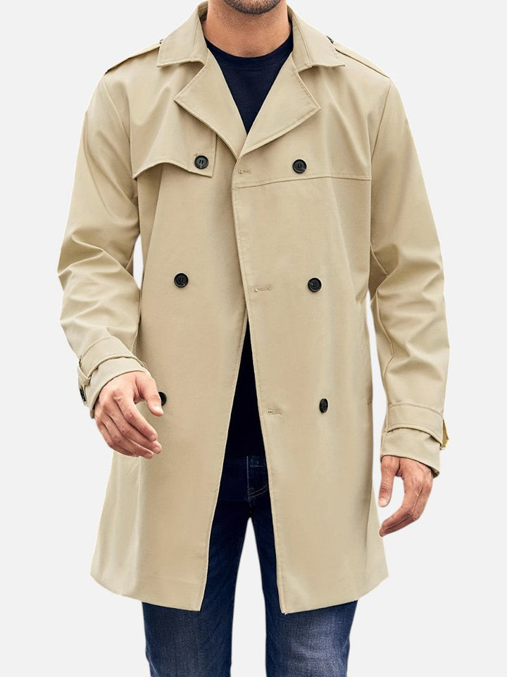 Men's Double Breasted Trench Coat with Button Front