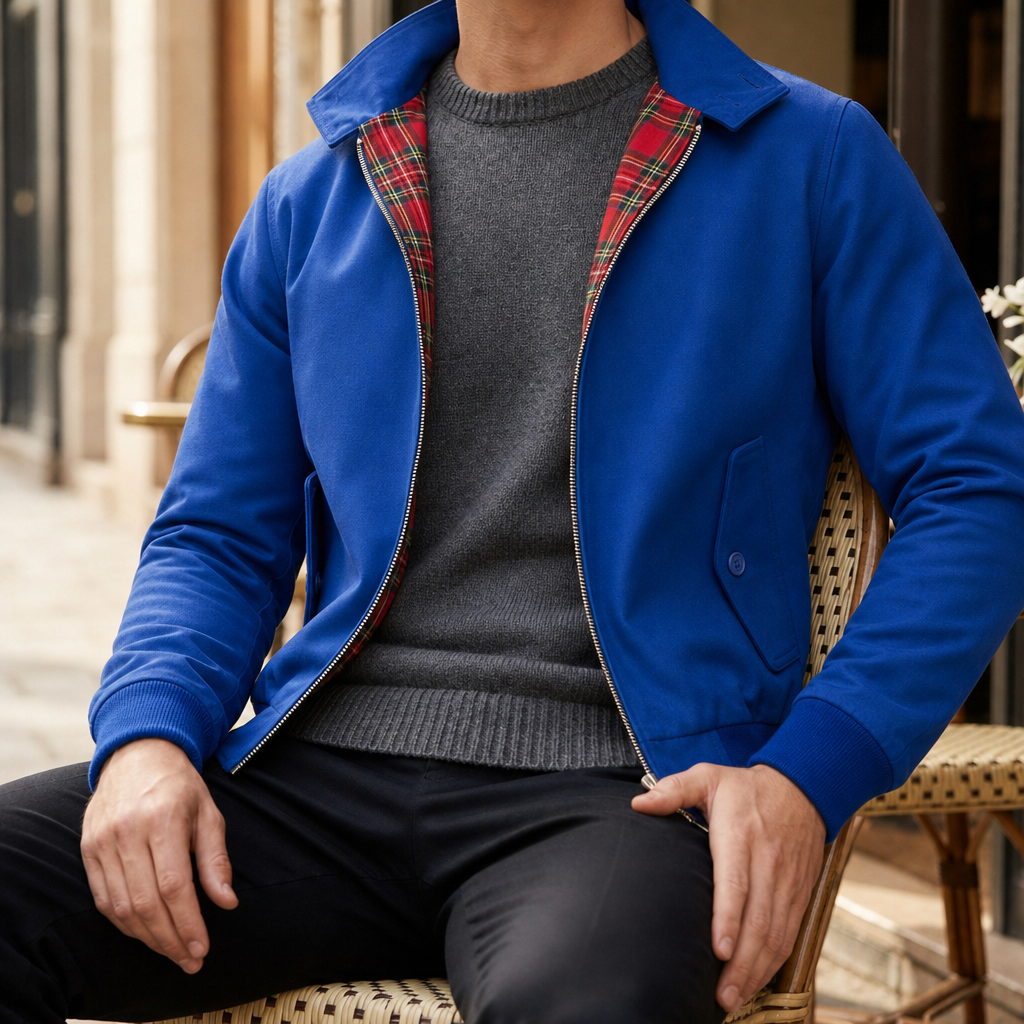 Men's Tartan Lined Harrington Jacket Classic Fit
