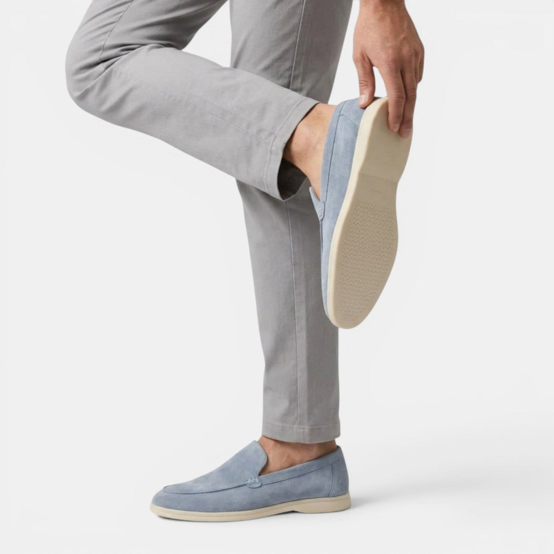 Men's Suede Moc-Toe Loafers with Contrast Sole