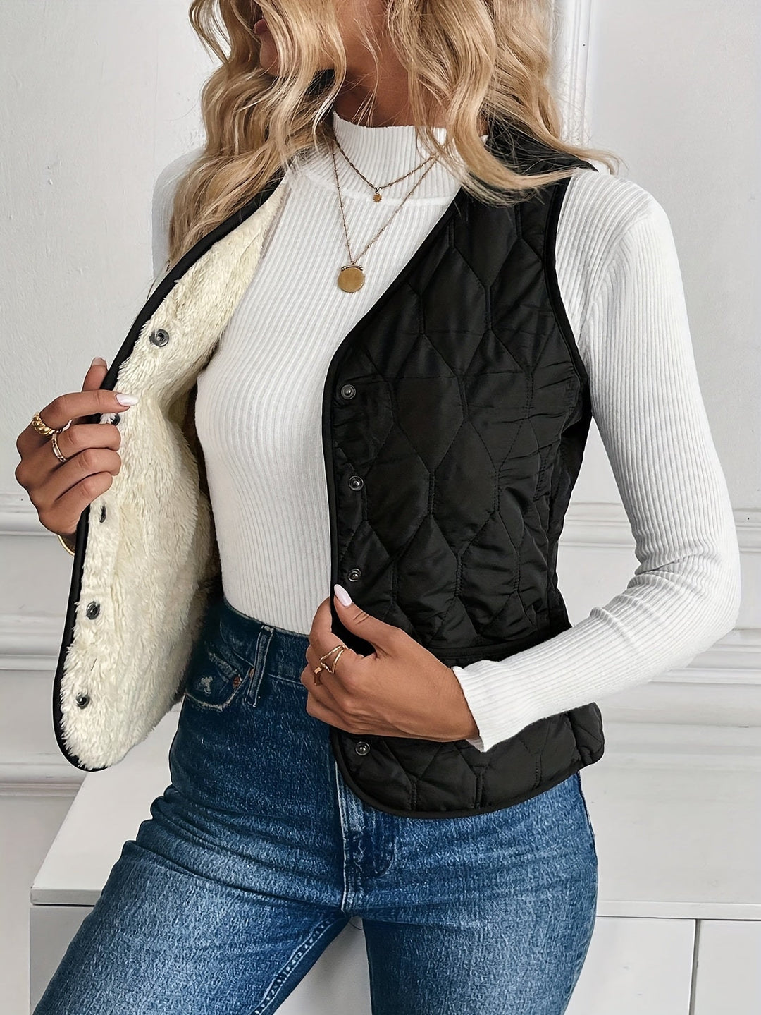 Women's Reversible Sherpa Quilted Vest