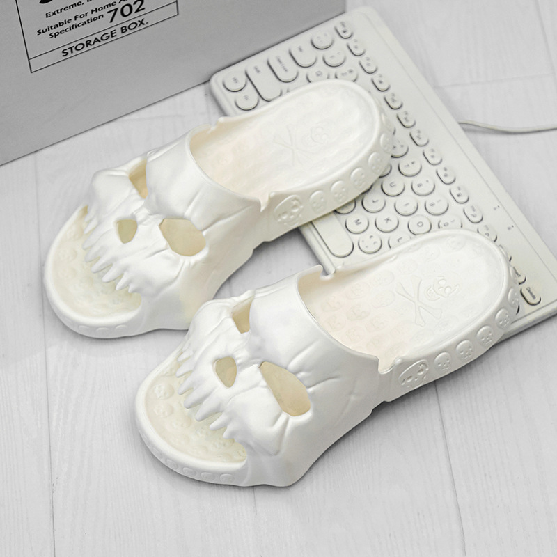 Skull Face Halloween Slide Slippers