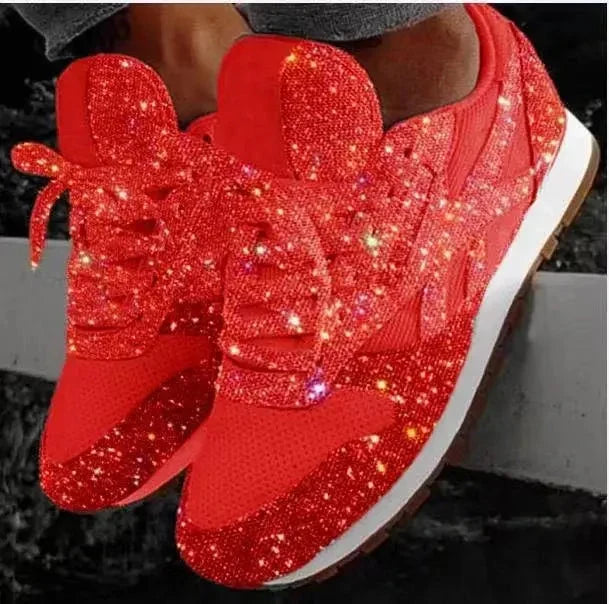 Women's Glitter Mesh Platform Sneakers