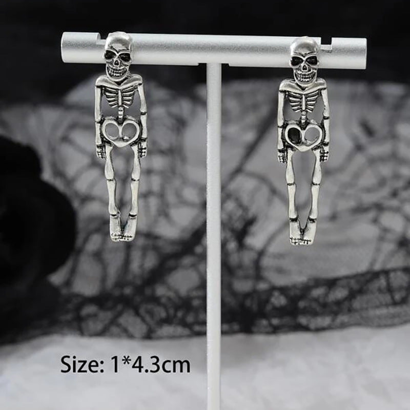 Women's Skull Stud Skeleton Drop Halloween Earrings