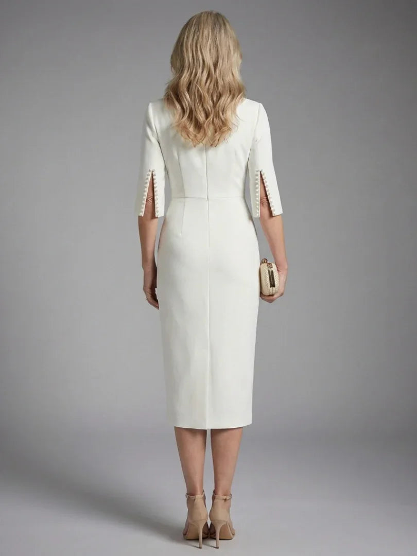 Women's Fitted Sheath Dress with Split Sleeves