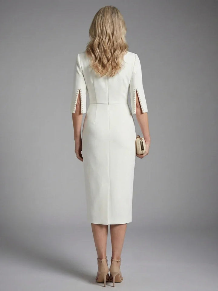 Women's Fitted Sheath Dress with Split Sleeves