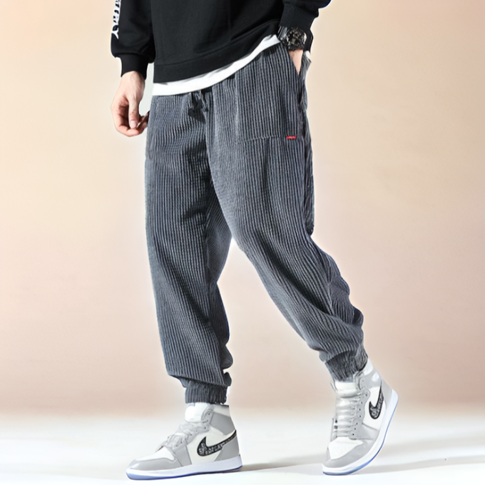 Men's Corduroy Jogger Sweatpants with Drawstring Waist