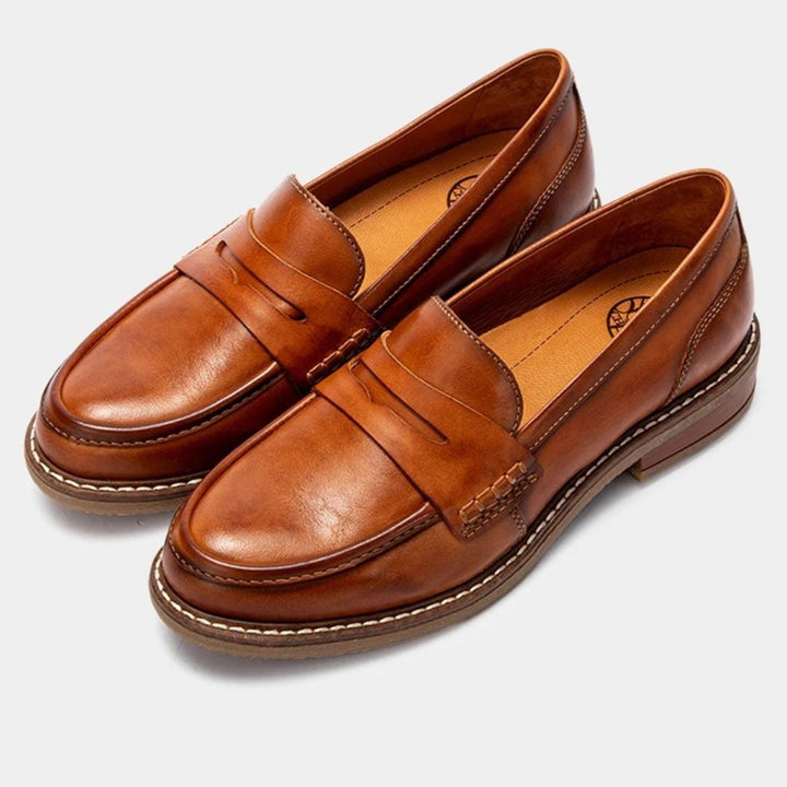 Women's Leather Penny Loafers with Orthopedic Insole