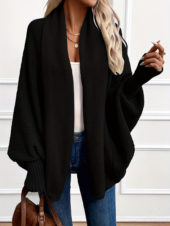 Women's Waffle Knit Waterfall Cardigan with Dolman Sleeves
