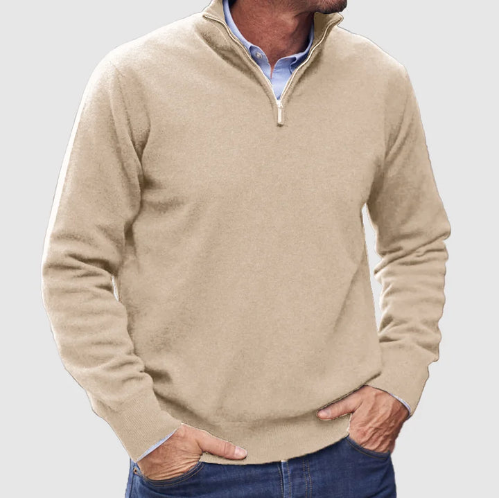 Men's Quarter Zip Mock Neck Sweater