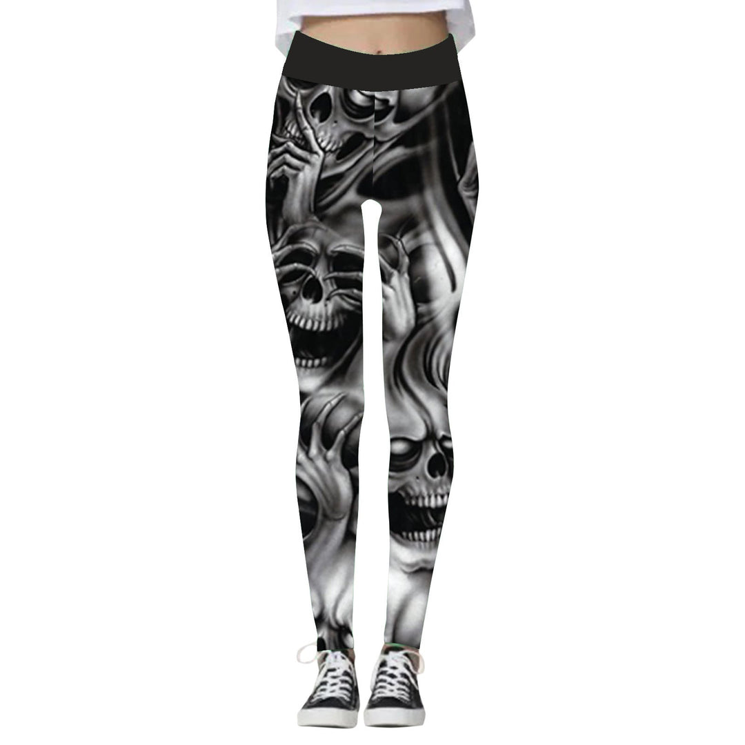 Women's Skull and Pumpkin Print Halloween Leggings