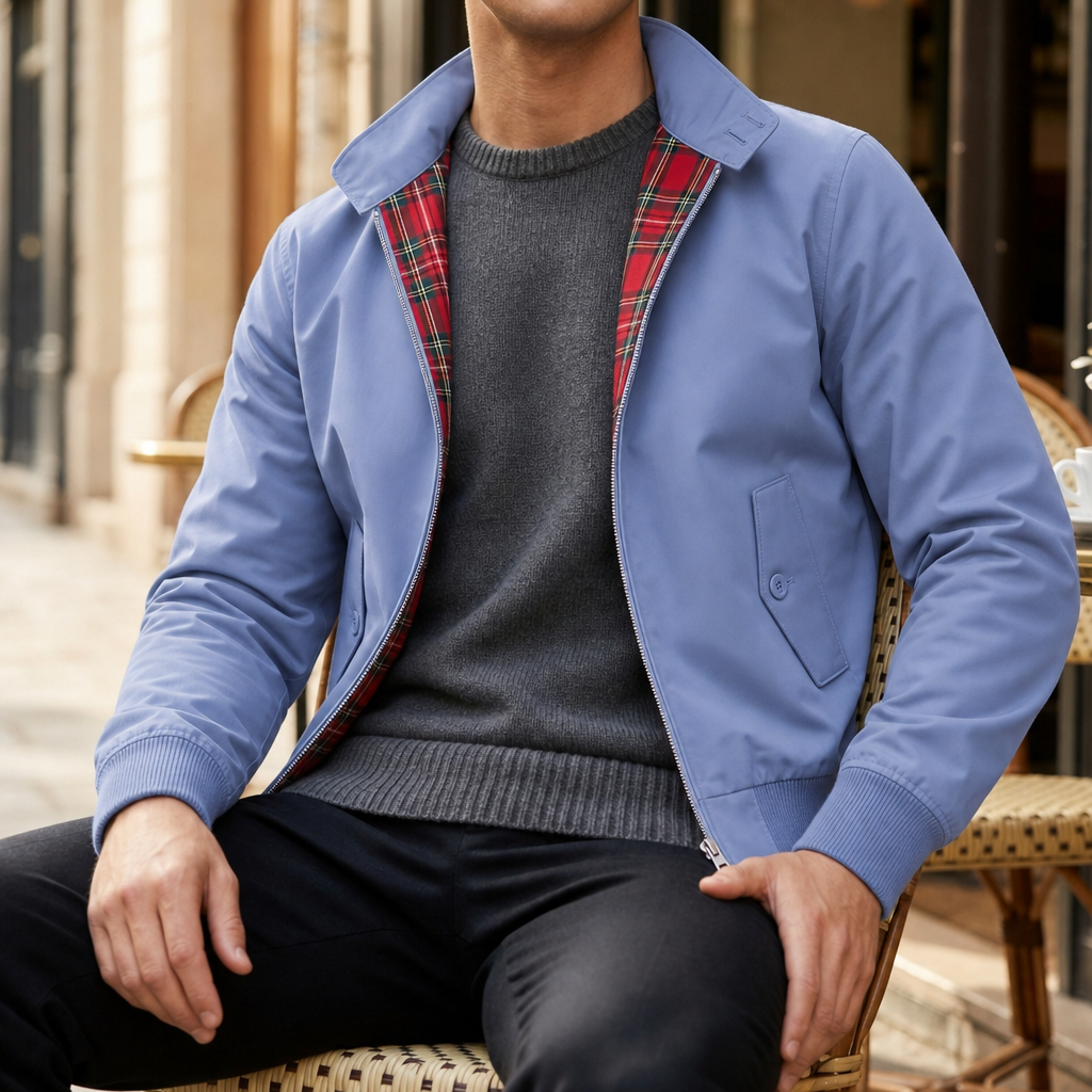 Men's Tartan Lined Harrington Jacket Classic Fit
