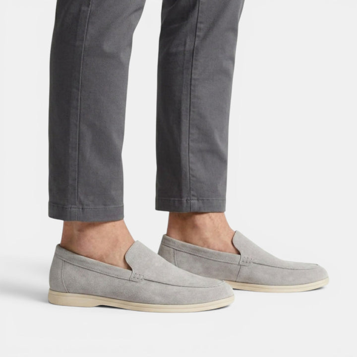 Men's Suede Moc-Toe Loafers with Contrast Sole