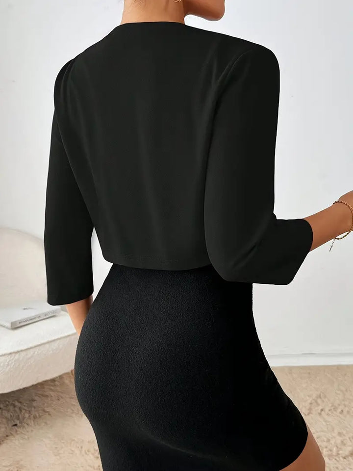 Cropped Open Front Short Blazer