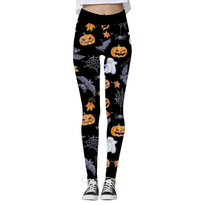 Women's Skull and Pumpkin Print Halloween Leggings