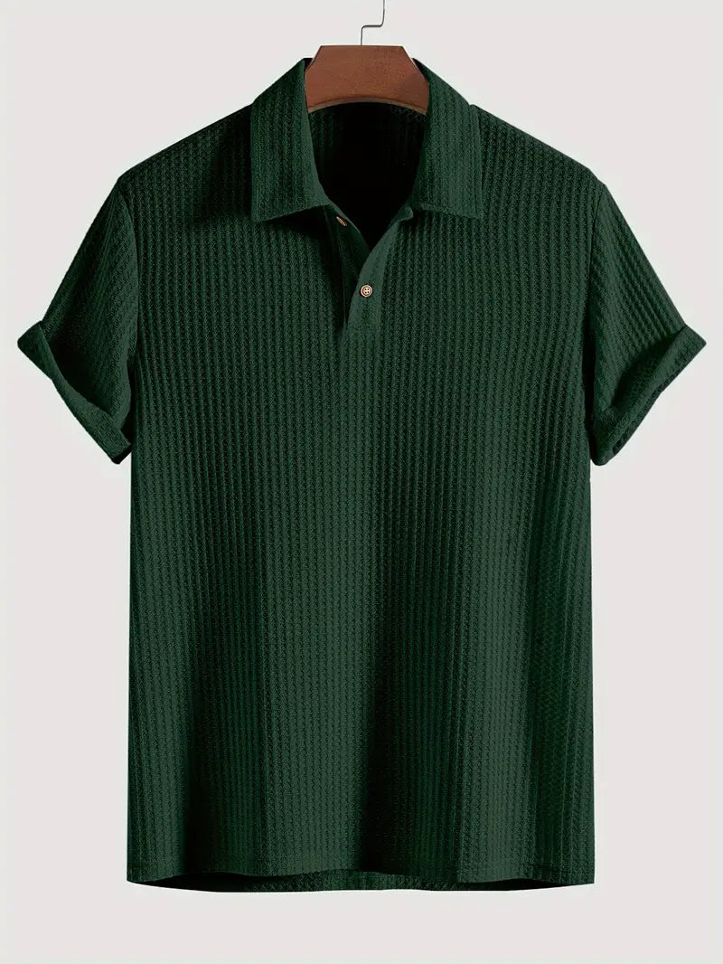 Textured Knit Polo Shirt for Men