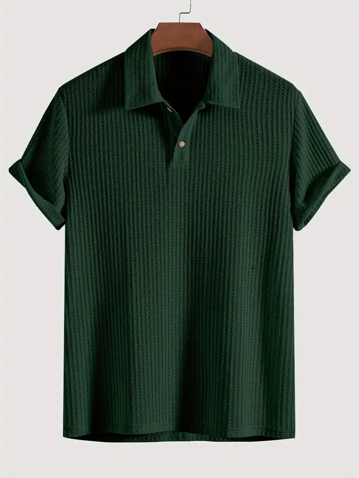 Textured Knit Polo Shirt for Men