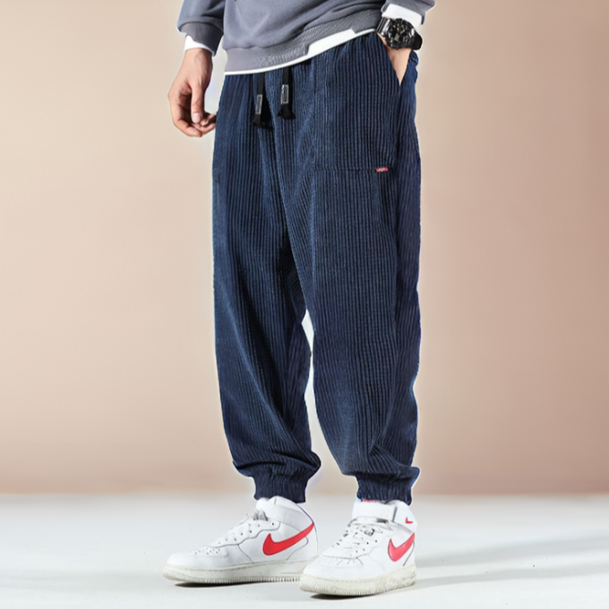 Men's Corduroy Jogger Sweatpants with Drawstring Waist