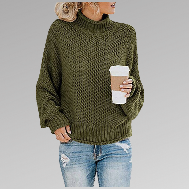 Women's Chunky Knit Oversized Turtleneck Sweater