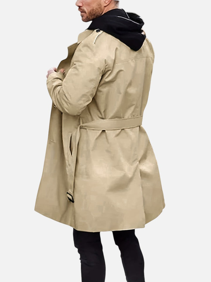 Men's Double Breasted Trench Coat with Button Front