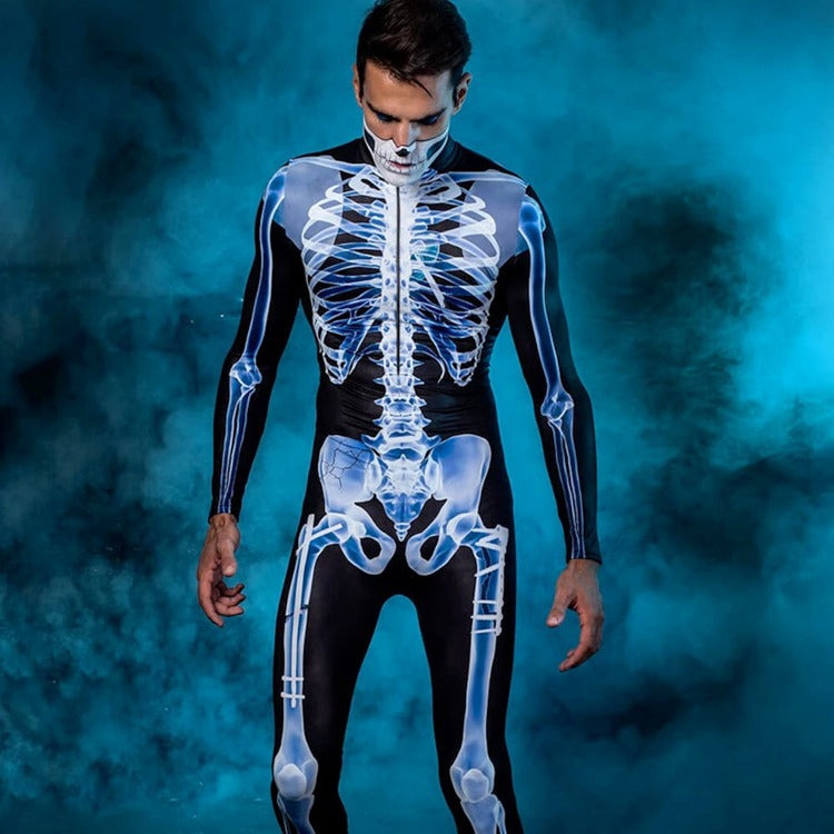 Men's Skeleton Halloween Costume Jumpsuit