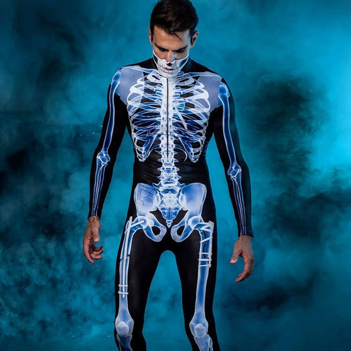 Men's Skeleton Halloween Costume Jumpsuit
