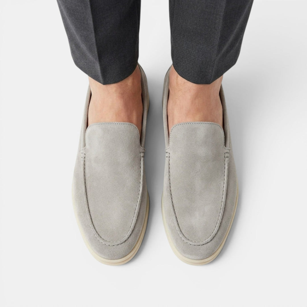 Men's Suede Moc-Toe Loafers with Contrast Sole