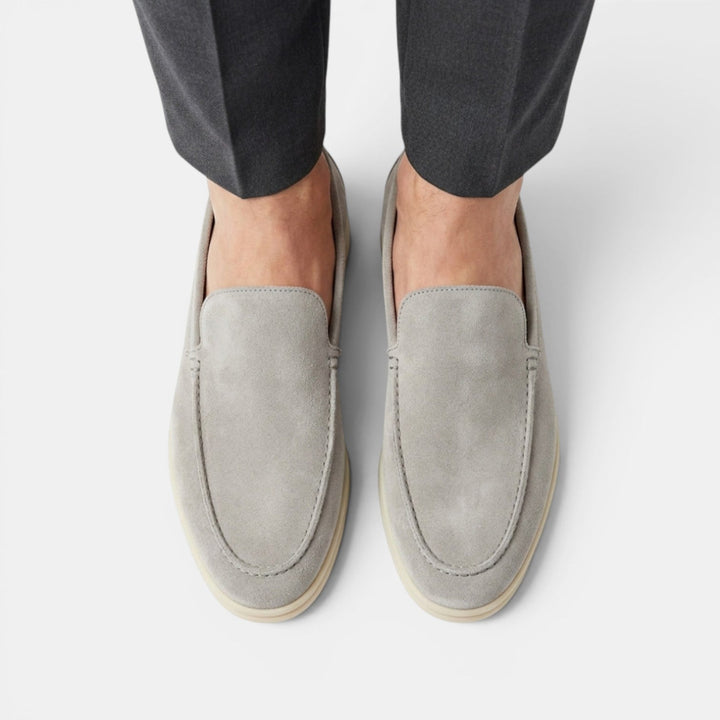 Men's Suede Moc-Toe Loafers with Contrast Sole