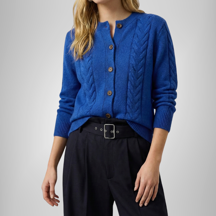 Collared Cable Knit Cardigan for Women