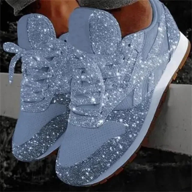 Women's Glitter Mesh Platform Sneakers