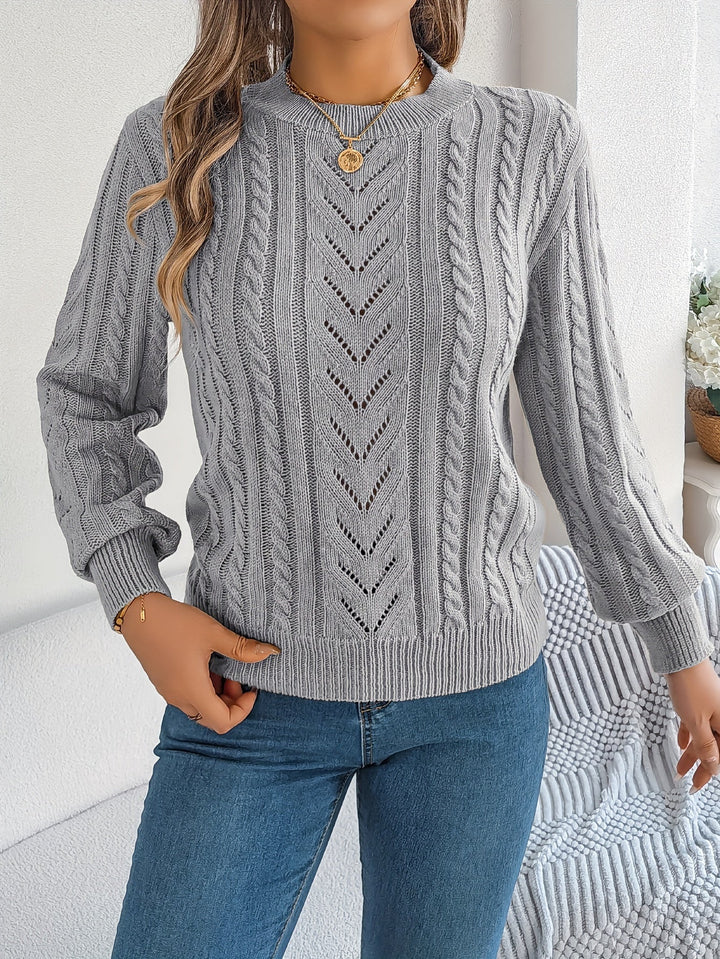 Women's Cable Knit Pointelle Sweater
